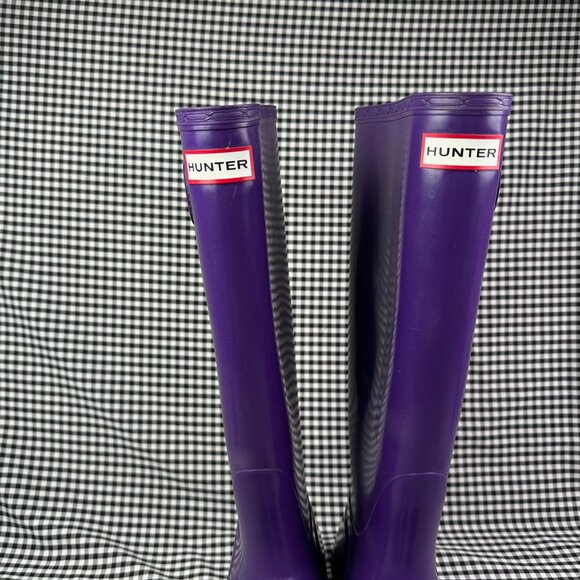 Hunter Women's Eggplant Purple Waterproof Wellies Wellie Rain Boots Size 9 - Picture 3 of 7
